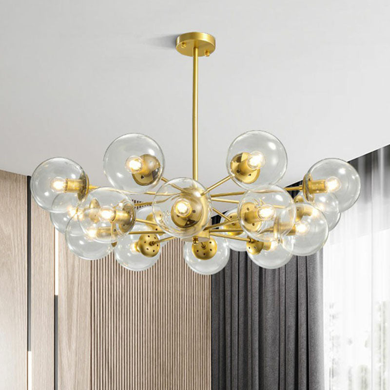 Gold Ball Chandelier Light Fixture Postmodern Glass Suspension Lighting for  Living Room - Clearhalo