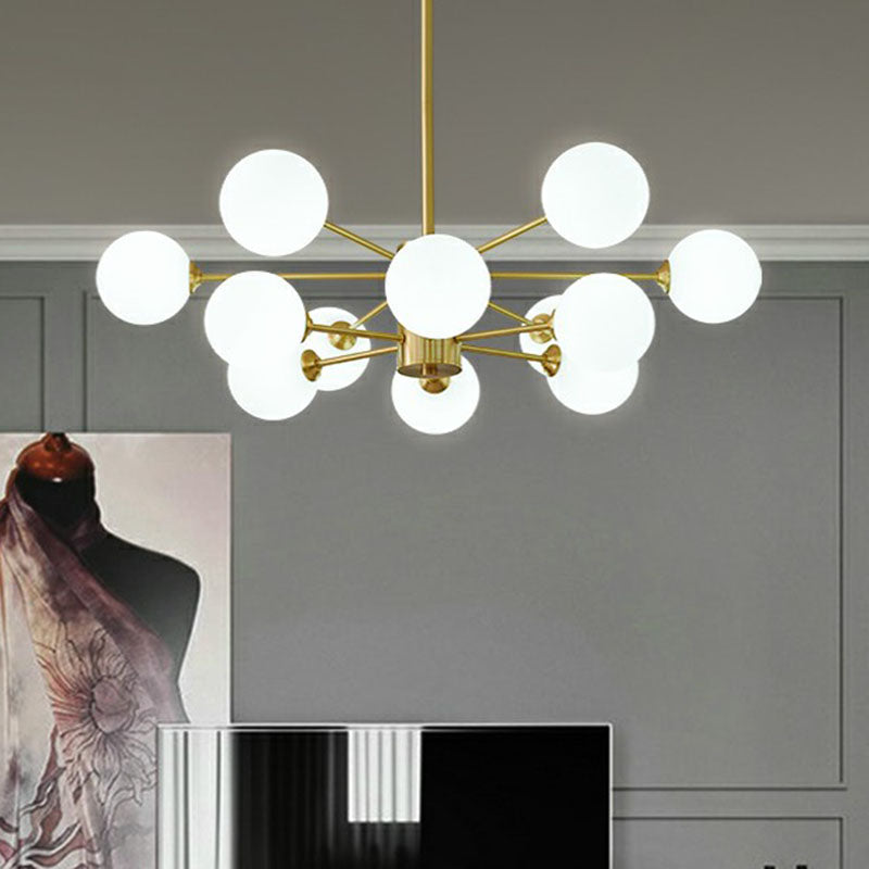 Postmodernism Bubbles Pendant Light Fixture Milk Glass Parlor Ceiling Chandelier in Gold Clearhalo 'Ceiling Lights' 'Chandeliers' 'Modern Chandeliers' 'Modern' Lighting' 2268161