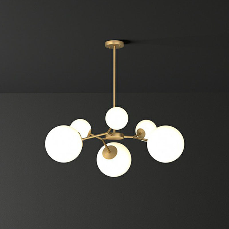 Cream Glass Molecular Chandelier Postmodern Style Pendant Lighting Fixture in Gold Clearhalo 'Ceiling Lights' 'Chandeliers' 'Modern Chandeliers' 'Modern' Lighting' 2268205