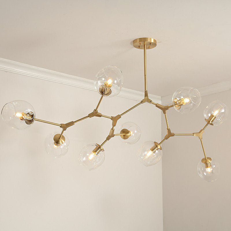 Postmodern DNA Hanging Ceiling Light Transparent Glass Living Room Chandelier in Gold Clearhalo 'Ceiling Lights' 'Chandeliers' 'Modern Chandeliers' 'Modern' Lighting' 2268442