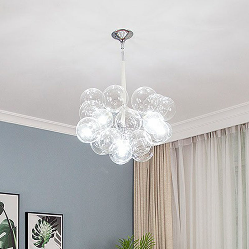 Bubble Chandelier Lighting Minimalist Transparent Glass Suspension Light for Living Room Clearhalo 'Ceiling Lights' 'Chandeliers' 'Glass shade' 'Glass' 'Modern Chandeliers' 'Modern' Lighting' 2268455