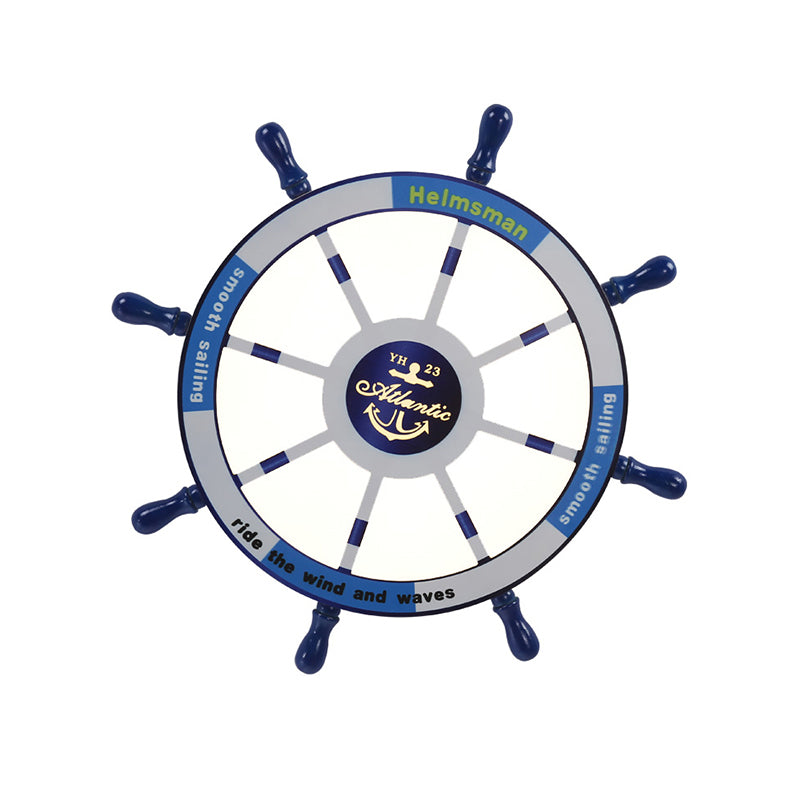 Rudder Bedroom LED Flush Mount Lighting Wood Kids Style Flush Mount Ceiling Light in Blue Clearhalo 'Ceiling Lights' 'Close To Ceiling Lights' 'Close to ceiling' 'Flush mount' Lighting' 2268512