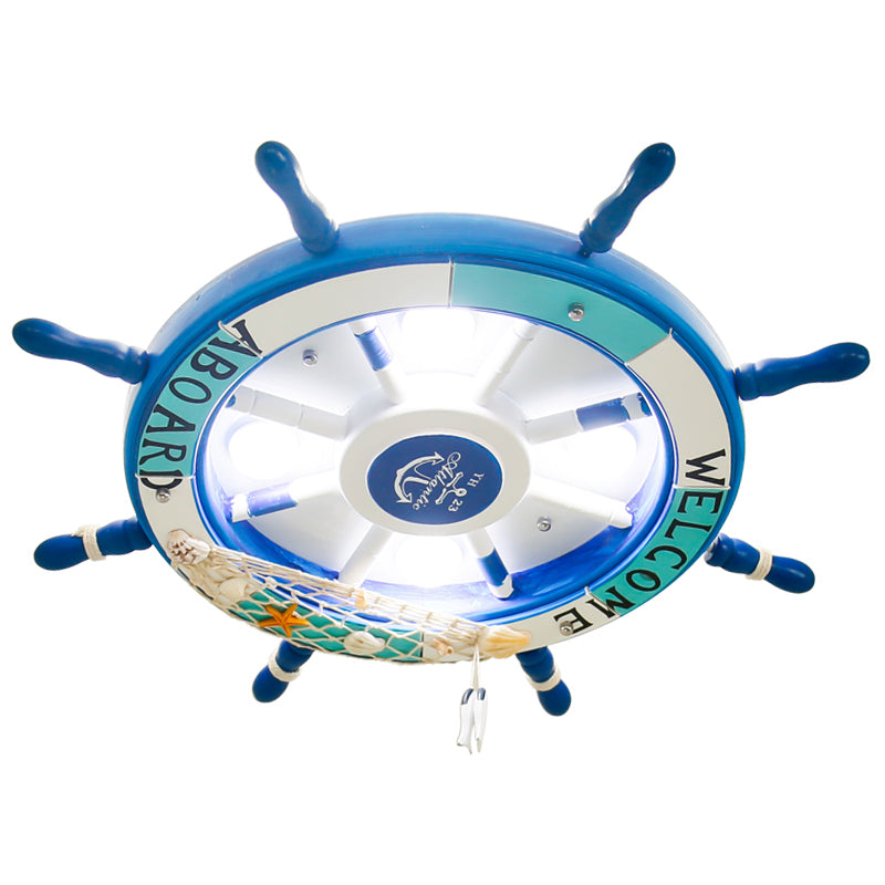 Rudder Kids Room LED Flush Mount Wooden 8 Heads Mediterranean Ceiling Flush Light Clearhalo 'Ceiling Lights' 'Close To Ceiling Lights' 'Close to ceiling' 'Flush mount' Lighting' 2268605