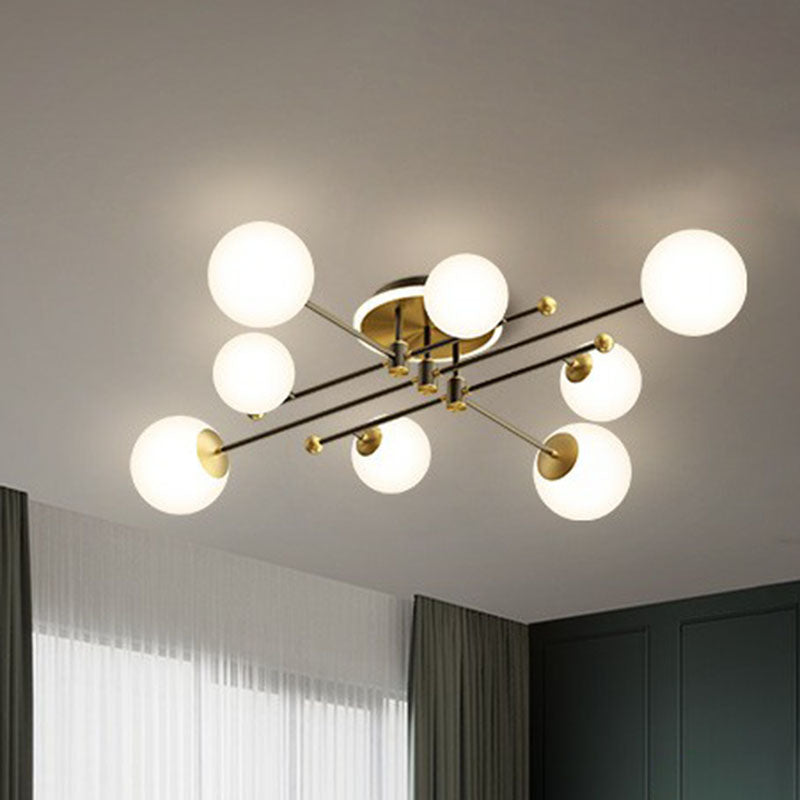 Molecular Semi Flush Mount Lamp Postmodern White Glass Ceiling Mount Chandelier in Gold Clearhalo 'Ceiling Lights' 'Close To Ceiling Lights' 'Close to ceiling' 'Semi-flushmount' Lighting' 2268979