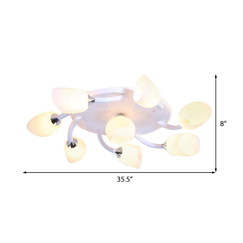 White 4/6/8 Lights Semi Mount Lighting Traditional Frosted Glass Oval Semi Flush Light for Living Room Clearhalo 'Ceiling Lights' 'Close To Ceiling Lights' 'Close to ceiling' 'Glass shade' 'Glass' 'Semi-flushmount' Lighting' 227144