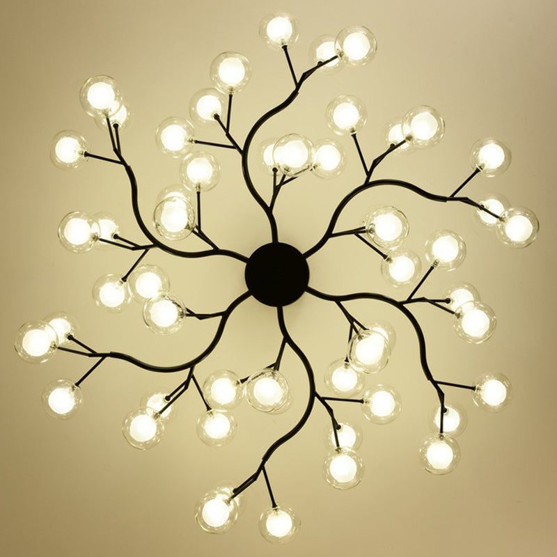 Fireflies Living Room Ceiling Hang Light Metal Minimalistic LED Chandelier in Black Clearhalo 'Ceiling Lights' 'Chandeliers' 'Clear' 'Industrial' 'Modern Chandeliers' 'Modern' 'Tiffany' 'Traditional Chandeliers' Lighting' 2282621