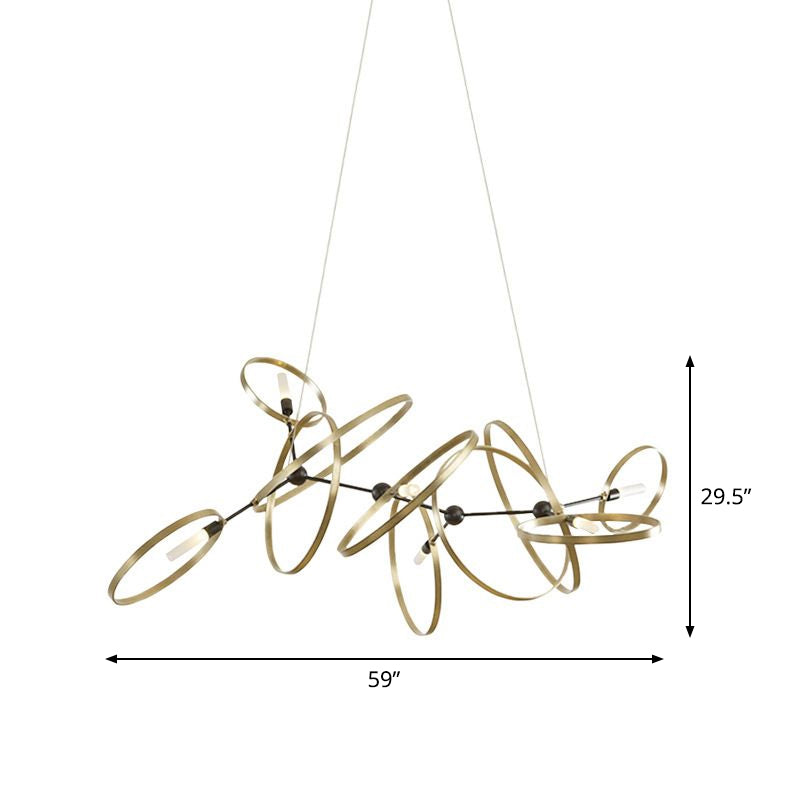 Ring Shaped Dining Room Ceiling Pendant Light Metal 8 Bulbs Minimalist Chandelier in Brass Clearhalo 'Ceiling Lights' 'Chandeliers' 'Modern Chandeliers' 'Modern' Lighting' 2283233