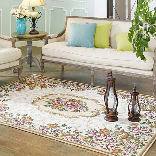 Multi-Colored Parlor Rug Nostalgia Floral Pattern Area Rug Synthetics Non-Slip Backing Stain-Resistant Carpet Beige Clearhalo 'Area Rug' 'Rugs' 'Vintage' Rug' 2285271