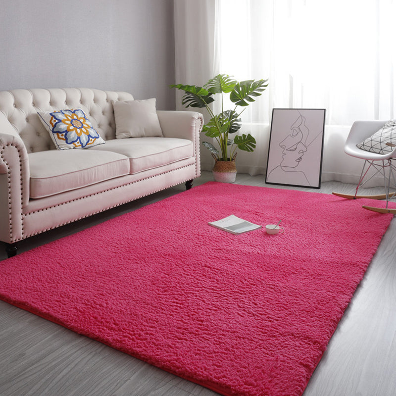 Modern Living Room Rug Multi Color Solid Color Area Carpet Anti-Slip Machine Washable Indoor Rug Rose Red Clearhalo 'Area Rug' 'Casual' 'Rugs' Rug' 2288119