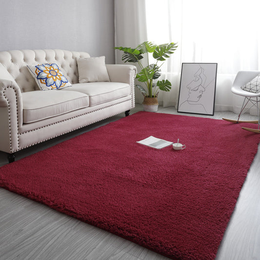 Modern Living Room Rug Multi Color Solid Color Area Carpet Anti-Slip Machine Washable Indoor Rug Burgundy Clearhalo 'Area Rug' 'Casual' 'Rugs' Rug' 2288127