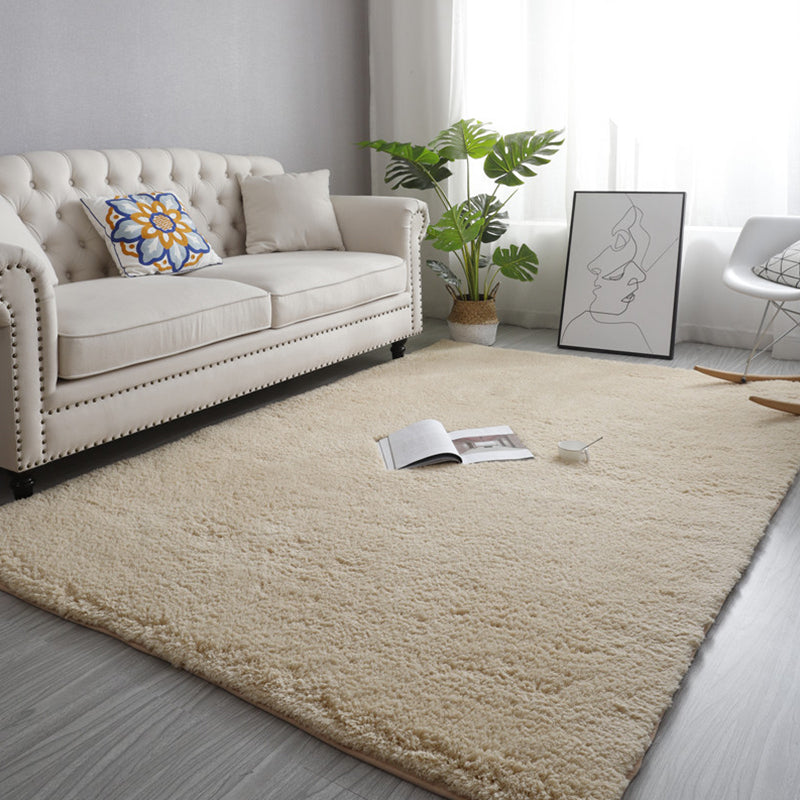 Modern Living Room Rug Multi Color Solid Color Area Carpet Anti-Slip Machine Washable Indoor Rug Beige Clearhalo 'Area Rug' 'Casual' 'Rugs' Rug' 2288130