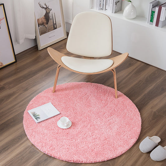 Casual Multicolored Nordic Rug Polypropylene Solid Color Carpet Non-Slip Backing Machine Washable Rug for Bedroom Pink Clearhalo 'Area Rug' 'Casual' 'Rugs' Rug' 2288206