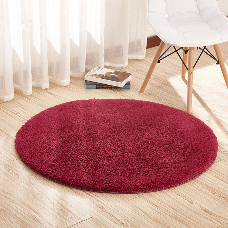 Relaxing Living Room Rug Multi Color Solid Color Indoor Rug Polyster Anti-Slip Backing Easy Care Carpet Burgundy Clearhalo 'Area Rug' 'Casual' 'Rugs' Rug' 2288219
