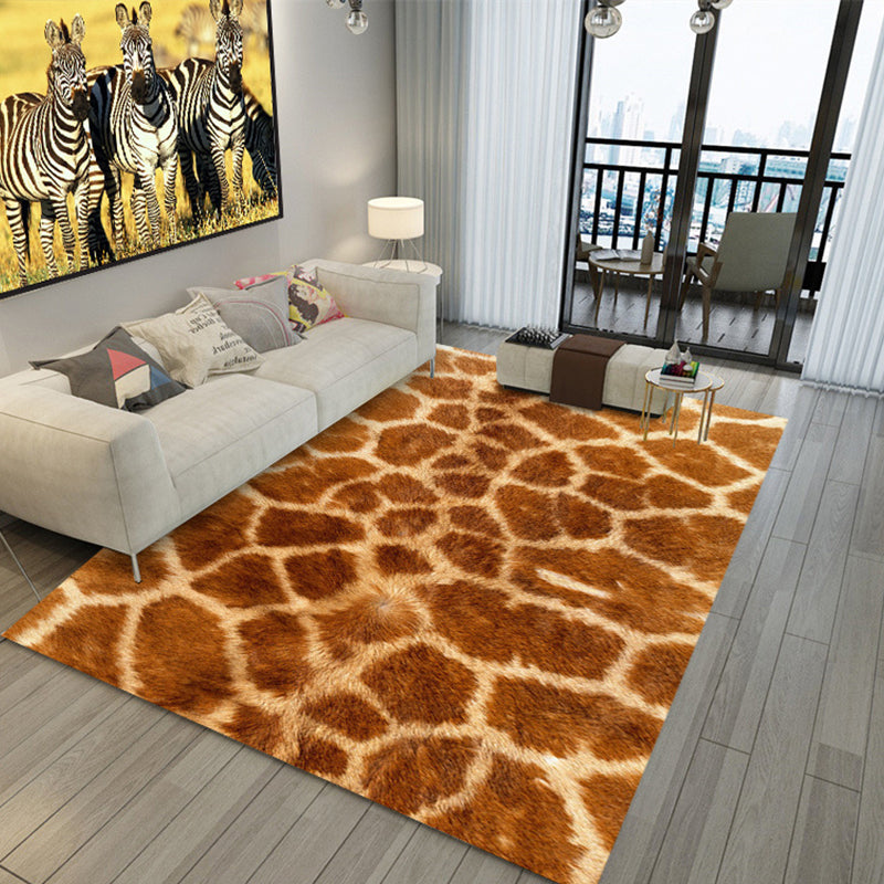Trendy Parlor Rug Multi Colored Animal Skin Printed Area Carpet Anti-Slip Easy Care Indoor Rug Yellow-Brown Clearhalo 'Area Rug' 'Casual' 'Rugs' Rug' 2288366