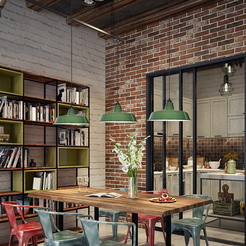 Green Finish Barn Shaped Pendant Lamp Loft Style Metal 1 Bulb Dining Room Suspension Light Clearhalo 'Art Deco Pendants' 'Cast Iron' 'Ceiling Lights' 'Ceramic' 'Crystal' 'Industrial Pendants' 'Industrial' 'Metal' 'Middle Century Pendants' 'Pendant Lights' 'Pendants' 'Tiffany' Lighting' 2289902