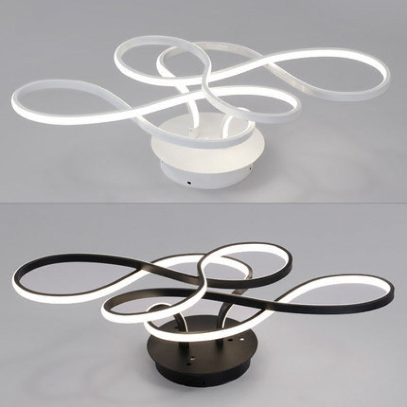 Ribbon Shaped LED Ceiling Flush Mount Artistic Metal Semi Mount Lighting for Bedroom Clearhalo 'Ceiling Lights' 'Close To Ceiling Lights' 'Close to ceiling' 'Semi-flushmount' Lighting' 2293835