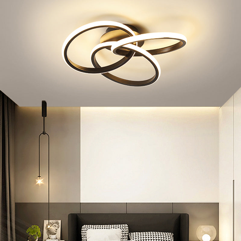 Interlocking Rings LED Flush Light Minimalist Acrylic Bedroom Semi Flush Mount Ceiling Light Clearhalo 'Ceiling Lights' 'Close To Ceiling Lights' 'Close to ceiling' 'Semi-flushmount' Lighting' 2293843