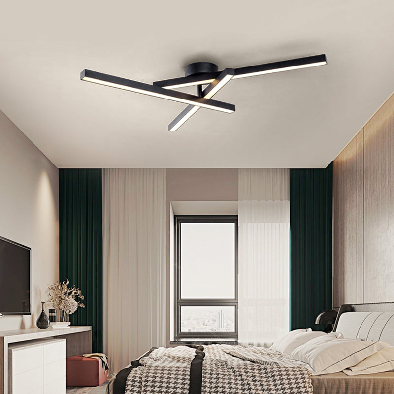 Aluminum Line Art Semi Mount Lighting Minimalist Metal LED Ceiling Flush Light for Bedroom Clearhalo 'Ceiling Lights' 'Close To Ceiling Lights' 'Close to ceiling' 'Semi-flushmount' Lighting' 2293888