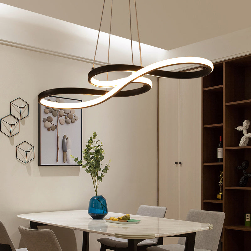 Musical Note Dining Room Chandelier Acrylic Art Deco LED Suspension Light in Black Clearhalo 'Ceiling Lights' 'Chandeliers' 'Modern Chandeliers' 'Modern' Lighting' 2293967