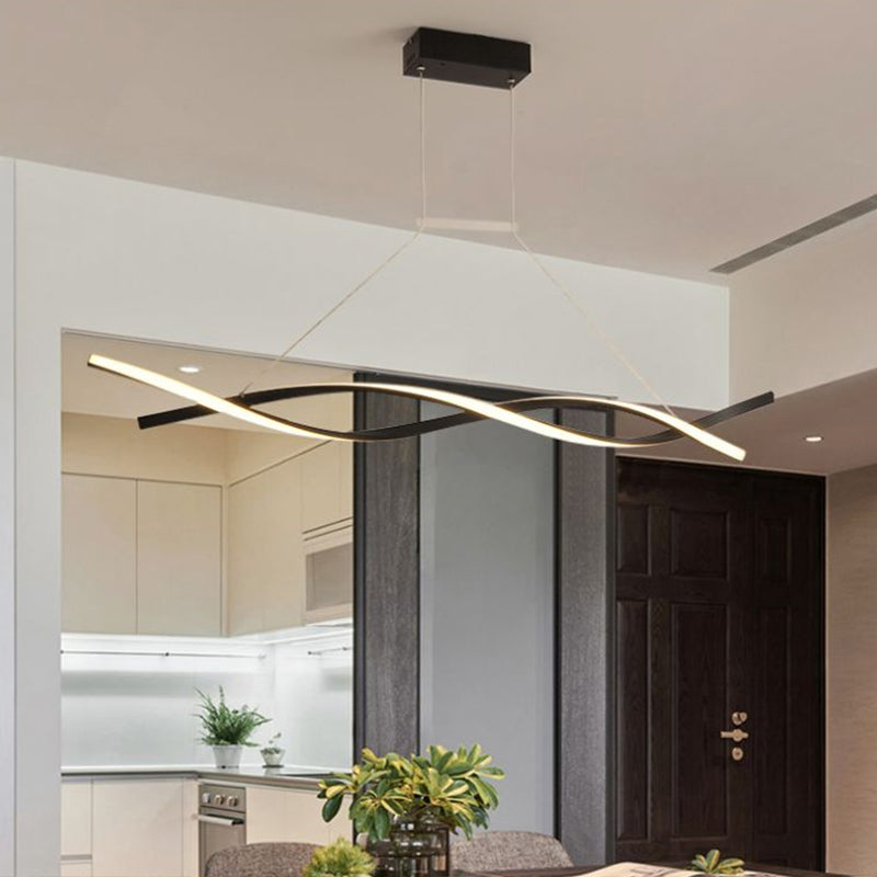 Black Twist LED Hanging Light Decorative Aluminum Chandelier Pendant Light for Restaurant Black Natural Clearhalo 'Ceiling Lights' 'Island Lights' Lighting' 2293983