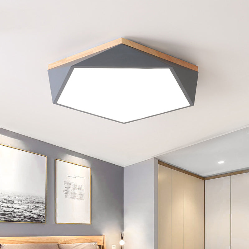 Geometric Bedroom Ceiling Mounted Light Acrylic Macaron LED Flush Mount Lighting with Wood Decoration Clearhalo 'Ceiling Lights' 'Close To Ceiling Lights' 'Close to ceiling' 'Flush mount' Lighting' 2294199