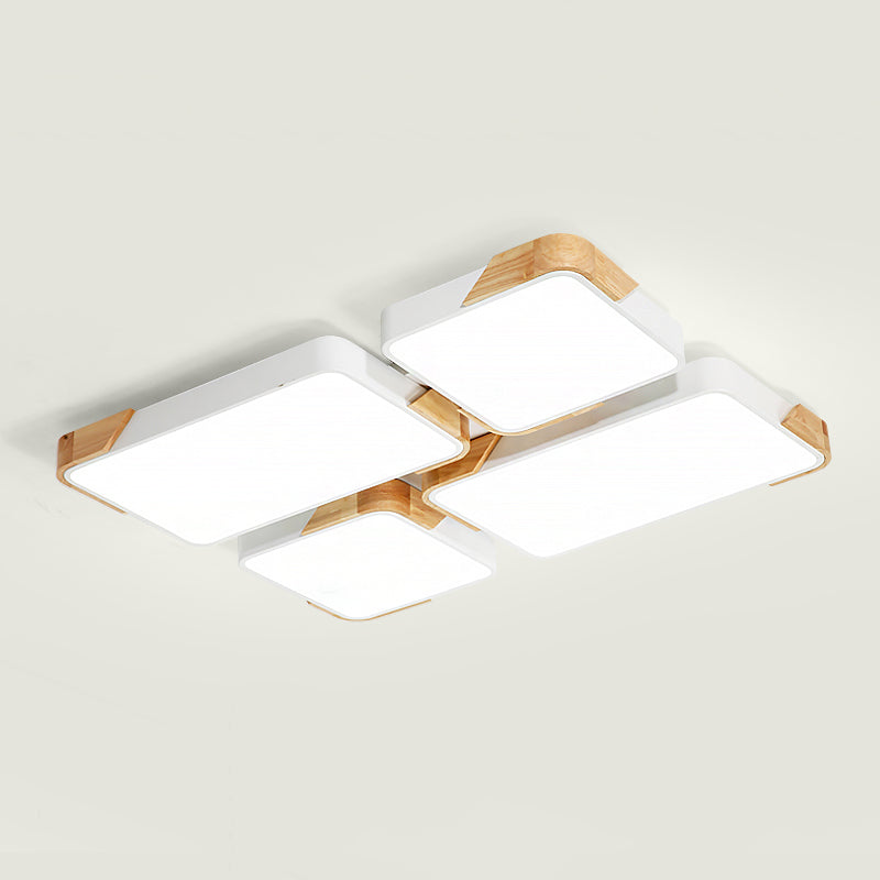 Rectangle LED Flushmount Ceiling Lamp Modern Metal Wood Flush Light for Living Room Clearhalo 'Ceiling Lights' 'Close To Ceiling Lights' 'Close to ceiling' 'Flush mount' Lighting' 2294213