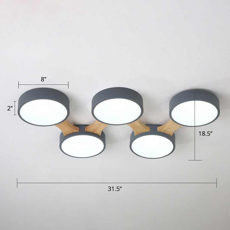 Macaron Creative Round Flush Lamp Acrylic Living Room LED Ceiling Mount Light Fixture 5 Grey Clearhalo 'Ceiling Lights' 'Close To Ceiling Lights' 'Close to ceiling' 'Flush mount' Lighting' 2294221