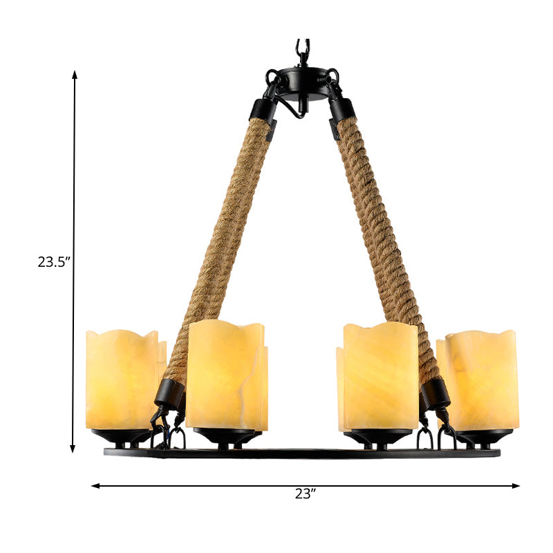 8 Lights Round Chandelier Lighting Rustic Yellow Metal Pendant Light Fixture for Living Room Clearhalo 'Ceiling Lights' 'Chandeliers' Lighting' options 229572