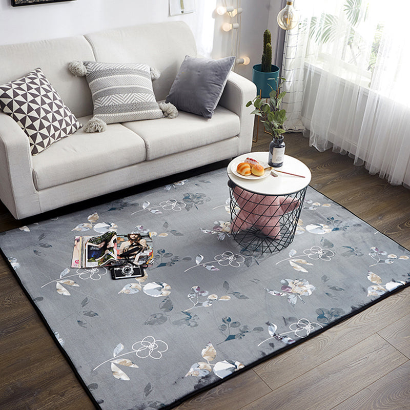 Multi Colored Cottage Rug Polyster Plant Printed Area Carpet Non-Slip Backing Pet Friendly Rug for Parlor Clearhalo 'Area Rug' 'French Country' 'Rugs' Rug' 2295985