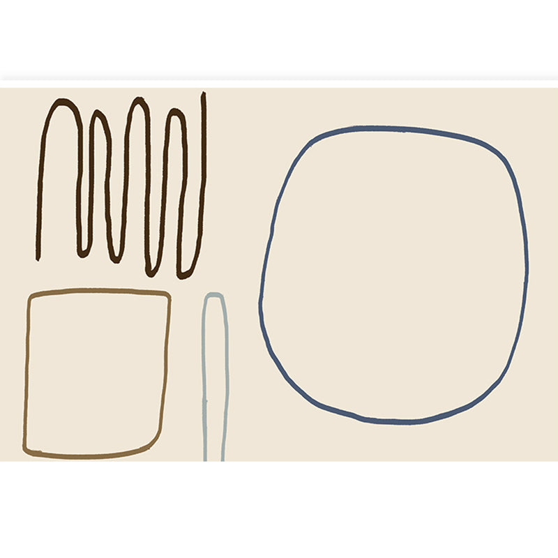 Multi Colored Trendy Rug Cotton Blend Painting Patterned Area Rug Easy Care Pet Friendly Washable Carpet for Bedroom Beige Clearhalo 'Area Rug' 'Rug' 2296076