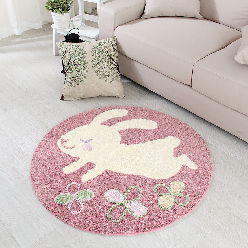 Calming Bedroom Rug Multi Colored Cartoon Printed Area Carpet Polypropylene Easy Care Machine Washable Indoor Rug Pink 2'11" x 2'11" Clearhalo 'Area Rug' 'Rug' 2300782