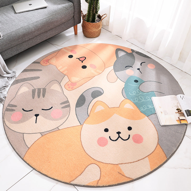 Relaxing Kids Room Rug Multi Colored Cartoon Print Indoor Rug Lamb Wool Non-Slip Backing Pet Friendly Area Carpet Yellow-Red Clearhalo 'Area Rug' 'Rug' 2300838
