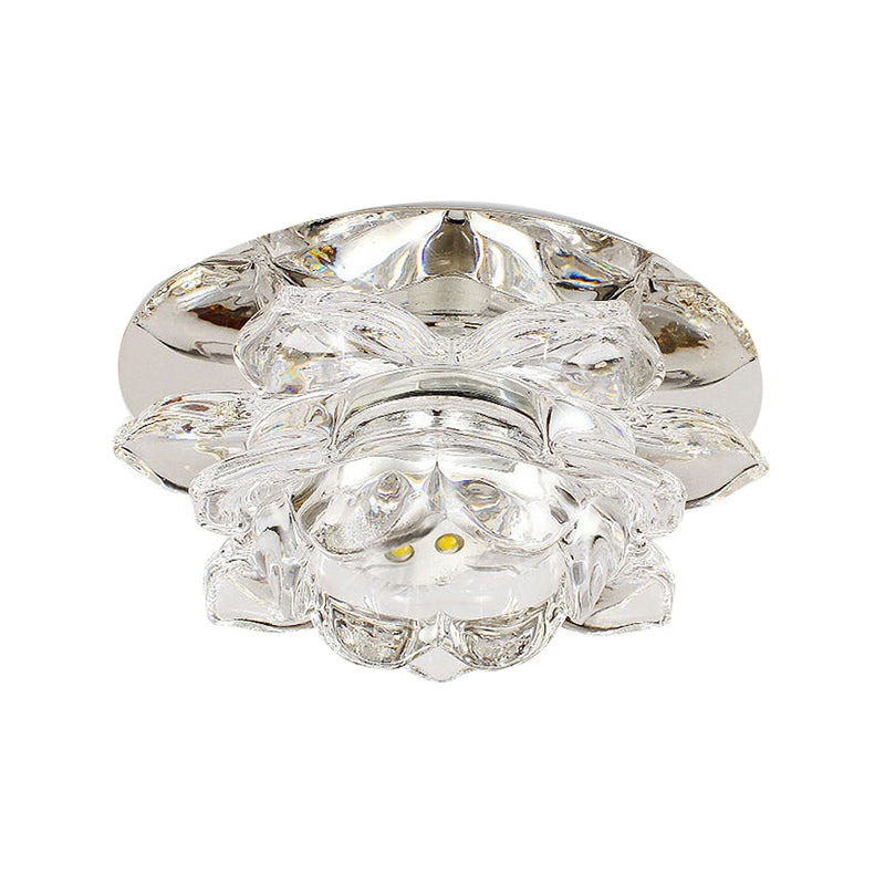 Lotus Shaped Hallway Ceiling Fixture Crystal Contemporary LED Flush Mount Light in Clear Clearhalo 'Ceiling Lights' 'Close To Ceiling Lights' 'Close to ceiling' 'Flush mount' Lighting' 2307970