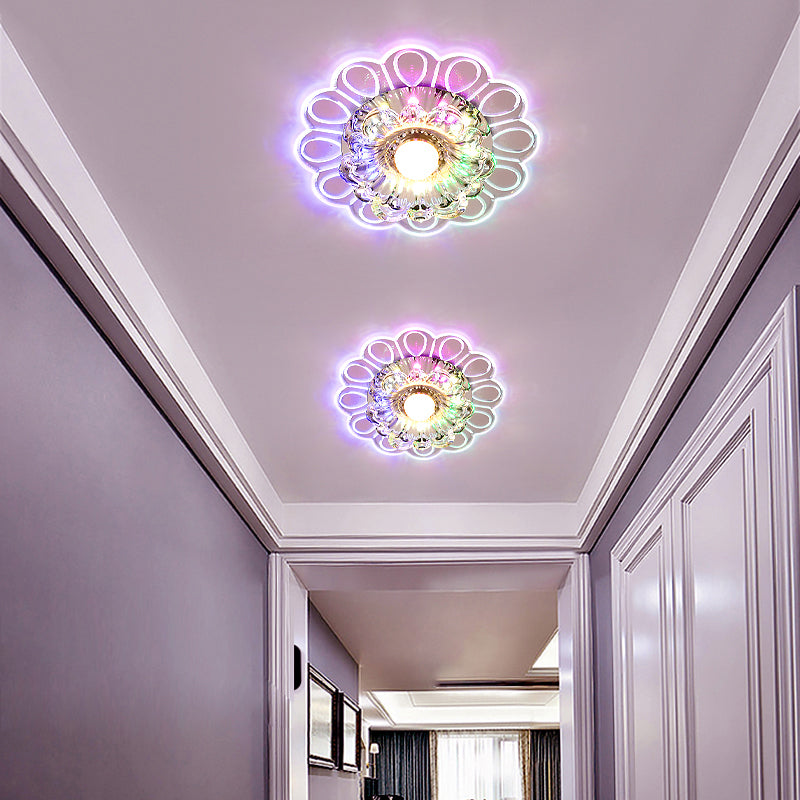 Flower LED Flush Mount Ceiling Light Minimalist Clear Crystal Foyer Flush Mounted Lamp Clearhalo 'Ceiling Lights' 'Close To Ceiling Lights' 'Close to ceiling' 'Flush mount' Lighting' 2308062