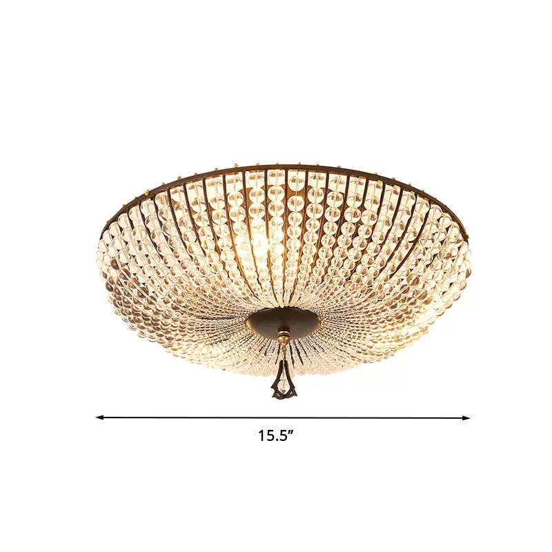 Bowl Close to Ceiling Lamp Modern Clear K9 Crystal 3 Lights Black Flush Mount Lighting for Bedroom Clearhalo 'Ceiling Lights' 'Close To Ceiling Lights' 'Close to ceiling' 'Flush mount' Lighting' 2309008