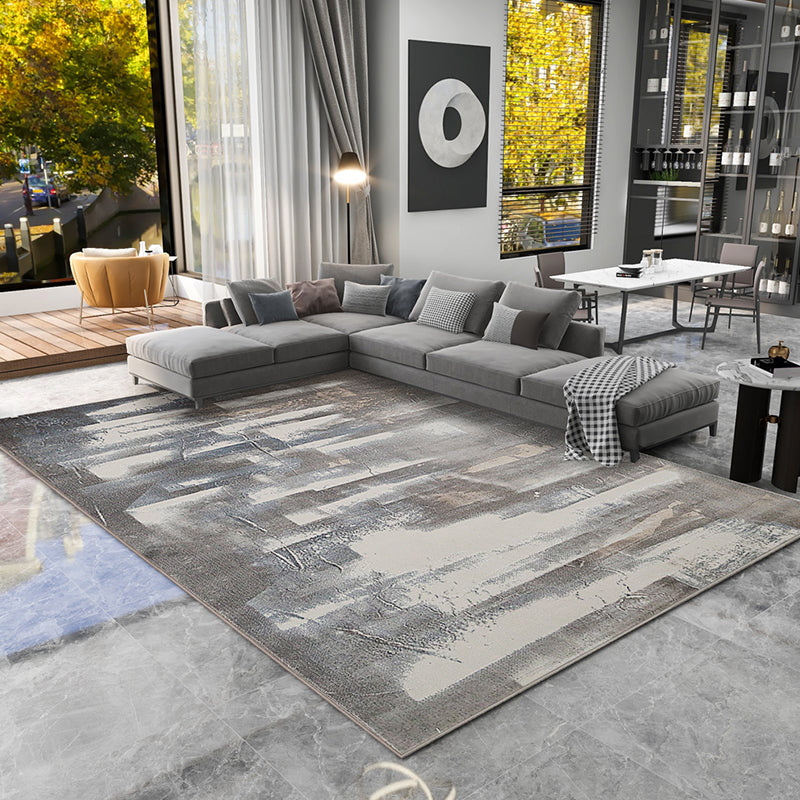 Multi Colored Comfort Rug Cotton Blend Abstract Print Indoor Rug Anti-Slip Backing Stain-Resistant Area Carpet for Parlor Dark Gray Clearhalo 'Area Rug' 'Rug' 2309367