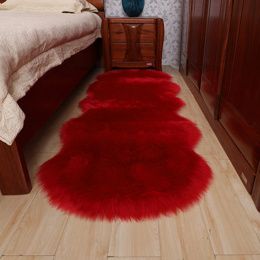 Multi Colored Novelty Rug Synthetics Solid Color Area Rug Non-Slip Backing Stain-Resistant Indoor Rug for Bedroom Red Clearhalo 'Area Rug' 'Casual' 'Rugs' Rug' 2309754