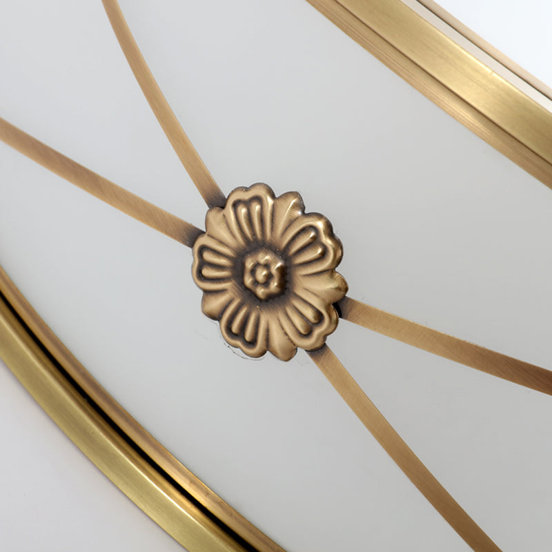 Drum Shaped Flush Mount Light Minimalist Brass White Glass Ceiling Lamp for Bedroom Clearhalo 'Ceiling Lights' 'Close To Ceiling Lights' 'Close to ceiling' 'Flush mount' Lighting' 2311279