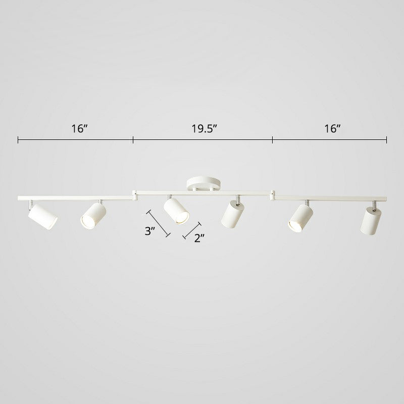 Metal Tube Spotlight Track Lamp Modern Semi Flush Mount Ceiling Light for Clothing Store 6 White Clearhalo 'Ceiling Lights' 'Close To Ceiling Lights' 'Close to ceiling' 'Semi-flushmount' Lighting' 2311491