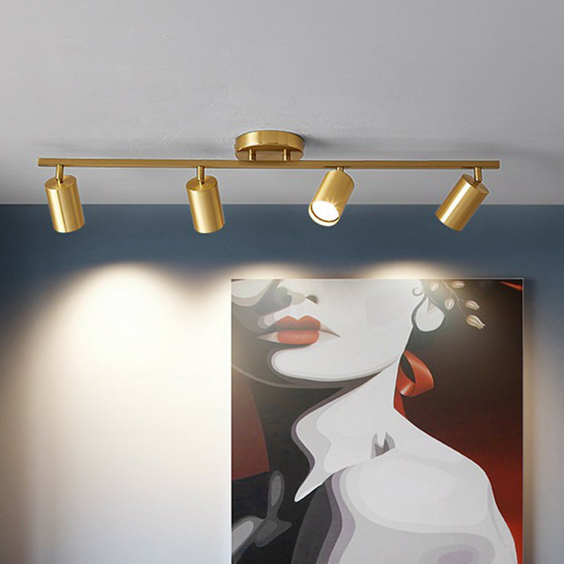 Minimalistic Spotlight Led Flush Ceiling Light Gold Tubular Track Light with Metal Shade Clearhalo 'Ceiling Lights' 'Close To Ceiling Lights' 'Close to ceiling' 'Semi-flushmount' Lighting' 2311567