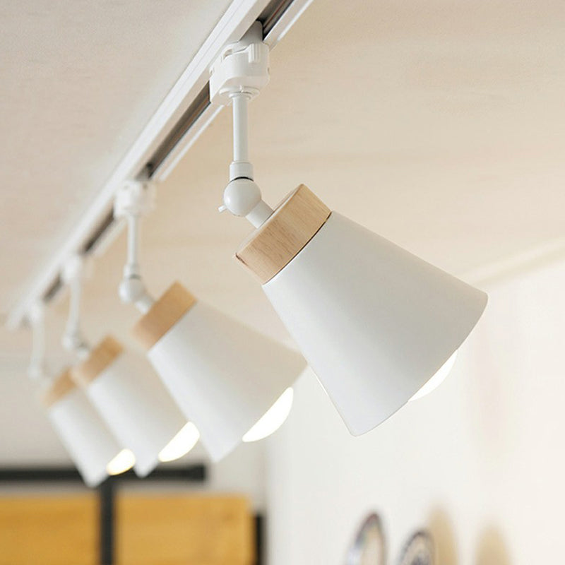 Living Room Semi Flush Mount Lamp Nordic Style Spotlight Track Light with Cone Metal Shade Clearhalo 'Ceiling Lights' 'Close To Ceiling Lights' 'Close to ceiling' 'Semi-flushmount' Lighting' 2312055