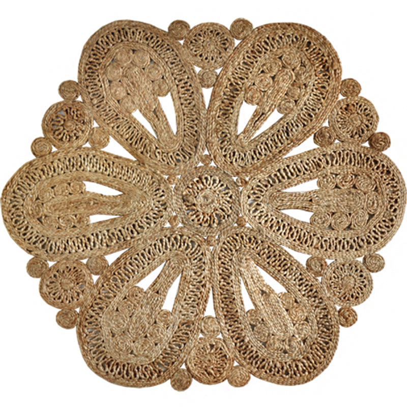 Country Decoration Rug Multi-Color Solid Color Indoor Rug Jute Non-Slip Backing Stain-Resistant Easy Care Carpet Red Brown 3'11" x 3'11" Clearhalo 'Area Rug' 'Rug' 2318004