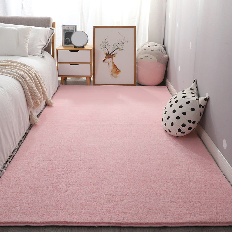Simple Bedroom Rug Multi Color Solid Color Rug Cotton Blend Anti-Slip Backing Stain-Resistant Pet Friendly Indoor Rug Pink Clearhalo 'Area Rug' 'Casual' 'Rugs' Rug' 2325547