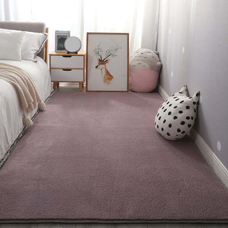Simple Bedroom Rug Multi Color Solid Color Rug Cotton Blend Anti-Slip Backing Stain-Resistant Pet Friendly Indoor Rug Purple Clearhalo 'Area Rug' 'Casual' 'Rugs' Rug' 2325550