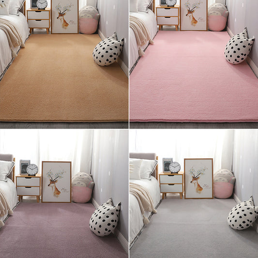 Simple Bedroom Rug Multi Color Solid Color Rug Cotton Blend Anti-Slip Backing Stain-Resistant Pet Friendly Indoor Rug Clearhalo 'Area Rug' 'Casual' 'Rugs' Rug' 2325555