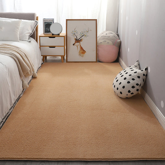 Simple Bedroom Rug Multi Color Solid Color Rug Cotton Blend Anti-Slip Backing Stain-Resistant Pet Friendly Indoor Rug Khaki Clearhalo 'Area Rug' 'Casual' 'Rugs' Rug' 2325556
