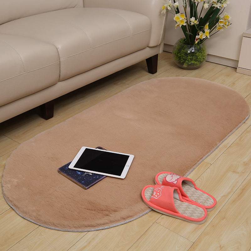 Casual Solid-Color Rug Multi Colored Cotton Blend Area Carpet Non-Slip Backing Easy Care Pet Friendly Rug for Living Room Khaki Clearhalo 'Area Rug' 'Casual' 'Rugs' Rug' 2325567