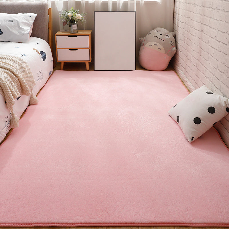 Casual Bedroom Rug Multi Color Solid Color Area Carpet Cotton Blend Non-Slip Pet Friendly Easy Care Indoor Rug Pink Clearhalo 'Area Rug' 'Casual' 'Rugs' Rug' 2325596