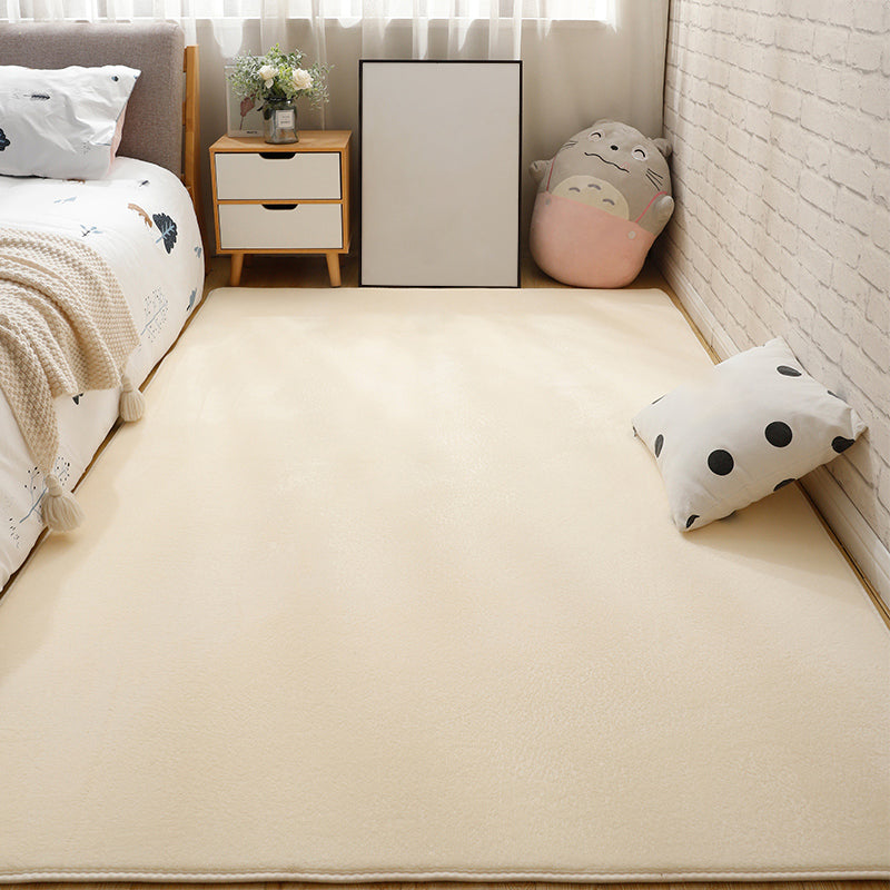 Casual Bedroom Rug Multi Color Solid Color Area Carpet Cotton Blend Non-Slip Pet Friendly Easy Care Indoor Rug Beige Clearhalo 'Area Rug' 'Casual' 'Rugs' Rug' 2325597