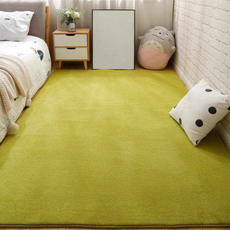 Casual Bedroom Rug Multi Color Solid Color Area Carpet Cotton Blend Non-Slip Pet Friendly Easy Care Indoor Rug Green Clearhalo 'Area Rug' 'Casual' 'Rugs' Rug' 2325599